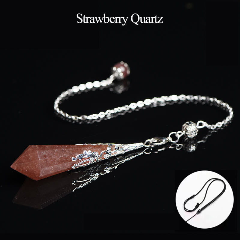 Olivenorma 24 Styles Natural Gemstones Crystal Dowsing Pendulum - Strawberry Quartz - image 37