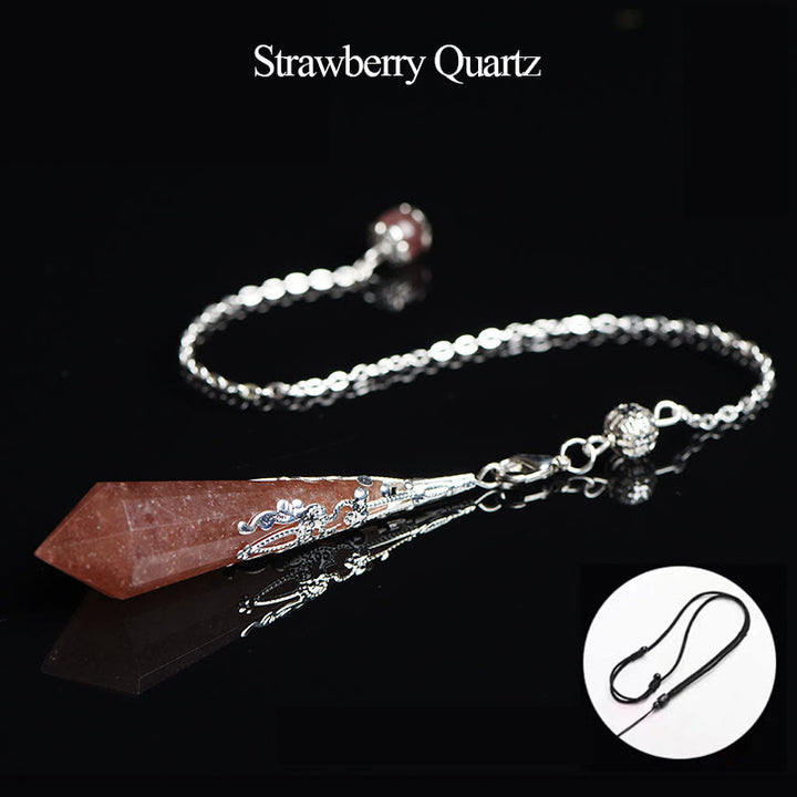Olivenorma 24 Styles Natural Gemstones Crystal Dowsing Pendulum - Strawberry Quartz - image 37