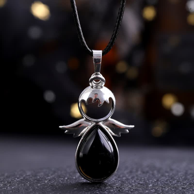 Olivenorma Angel Wing Crystal Drop Pendant Necklace - Black Onyx - image 19