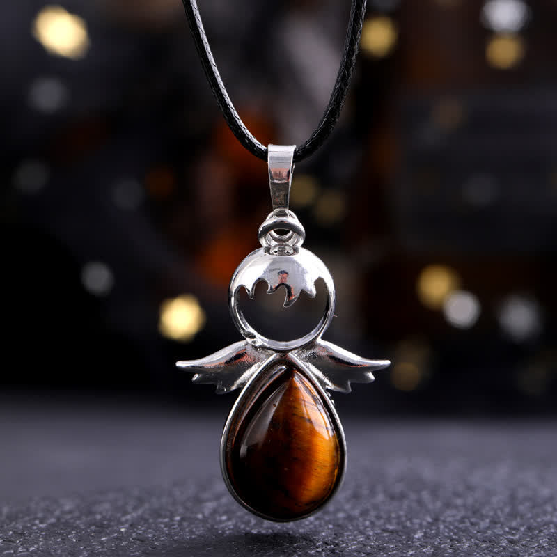 Olivenorma Angel Wing Crystal Drop Pendant Necklace - Tiger Eye - image 13