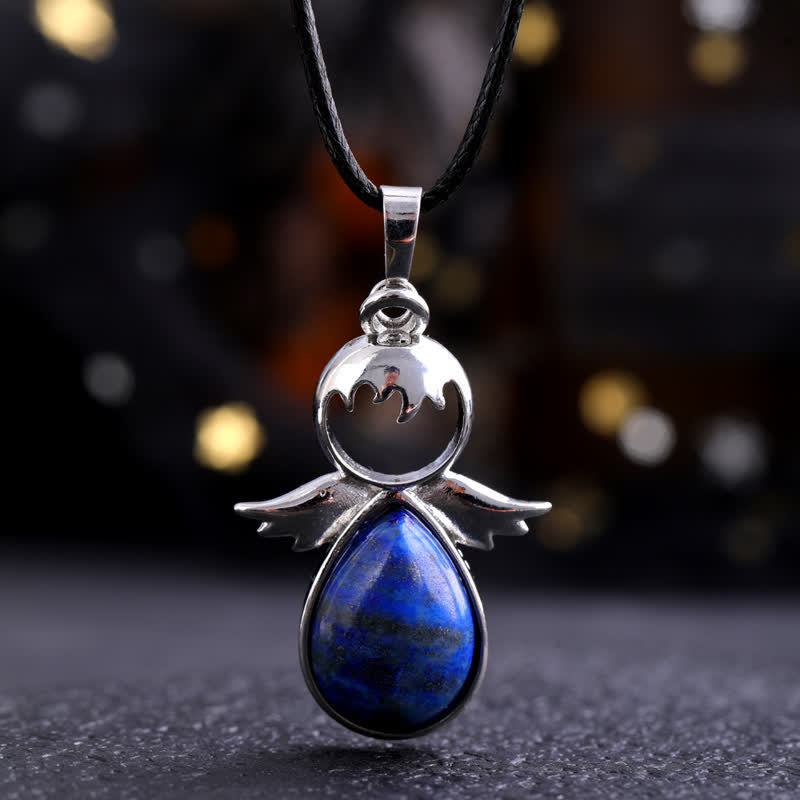 Olivenorma Angel Wing Crystal Drop Pendant Necklace - Lapis Lazuli - image 25