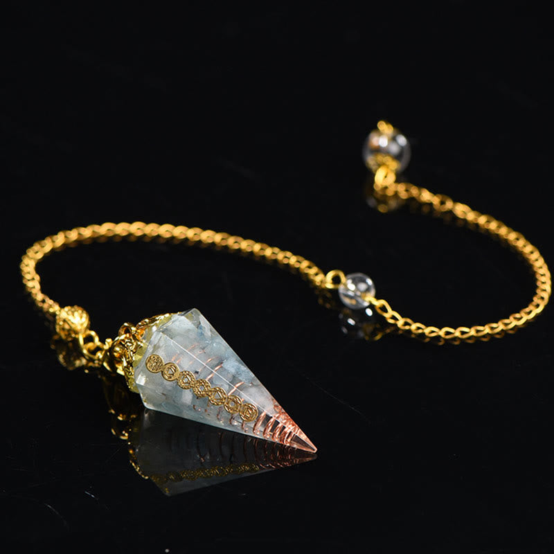 Olivenorma Natural Aquamarine Spiritual Pointed Crystal Pendulum - image 2