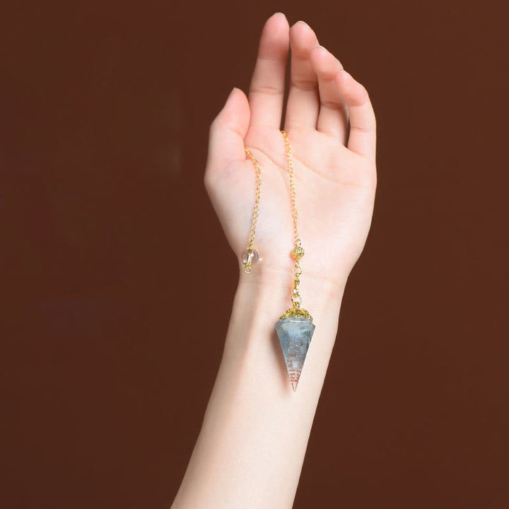 Olivenorma Natural Aquamarine Spiritual Pointed Crystal Pendulum - image 3