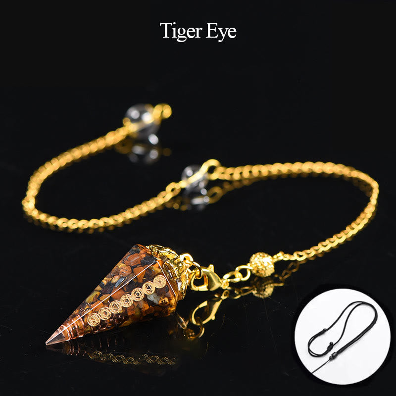 Olivenorma Natural Aquamarine Spiritual Pointed Crystal Pendulum - Tiger Eye - image 14