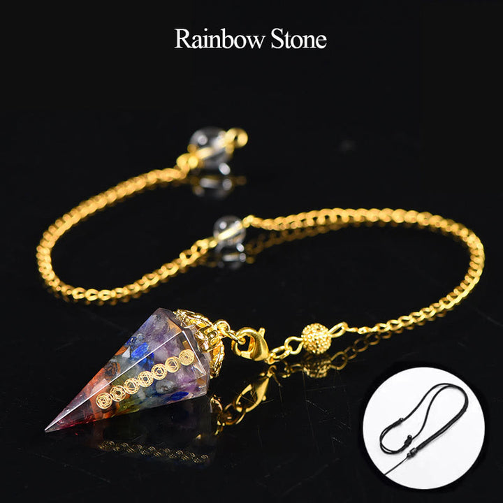 Olivenorma Natural Aquamarine Spiritual Pointed Crystal Pendulum - Rainbow Stone - image 10