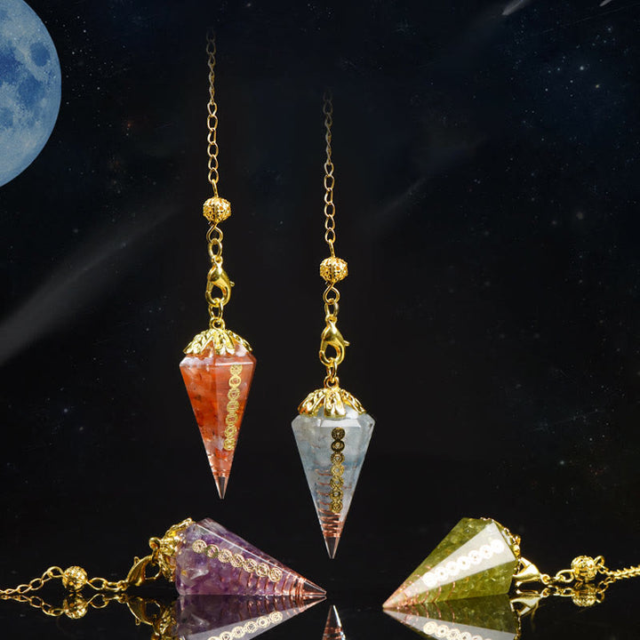 Olivenorma Natural Aquamarine Spiritual Pointed Crystal Pendulum - image 0