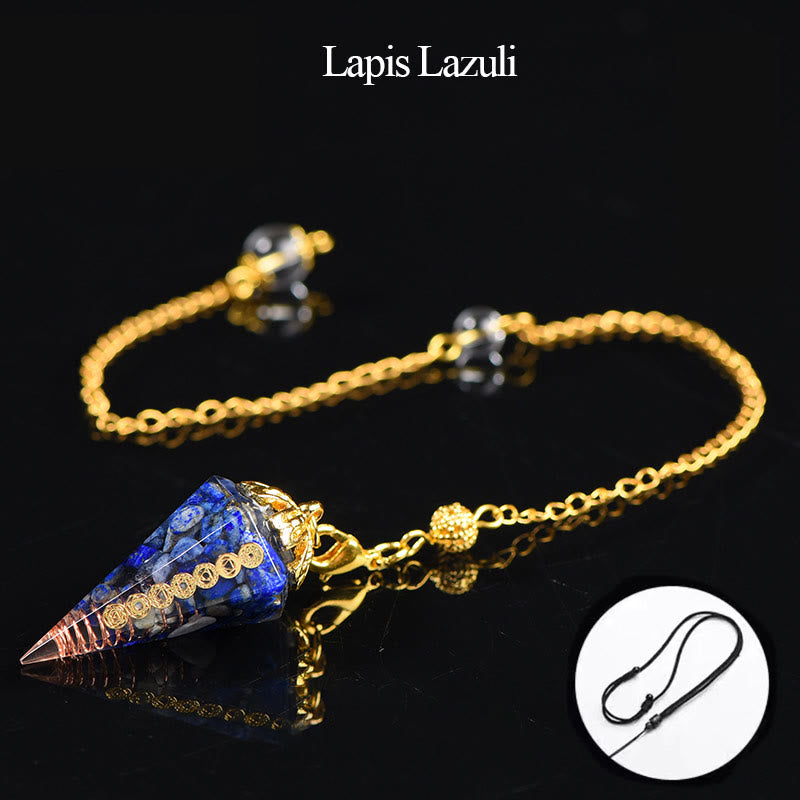 Olivenorma Natural Aquamarine Spiritual Pointed Crystal Pendulum - Lapis Lazuli - image 12