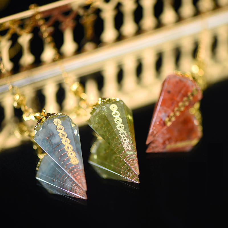 Olivenorma Natural Aquamarine Spiritual Pointed Crystal Pendulum - image 17