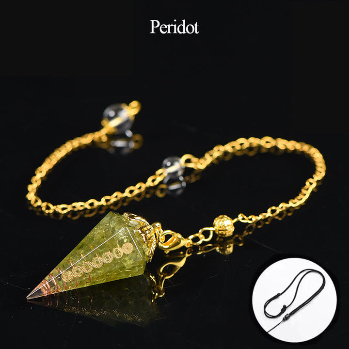 Olivenorma Natural Aquamarine Spiritual Pointed Crystal Pendulum - Peridot - image 8