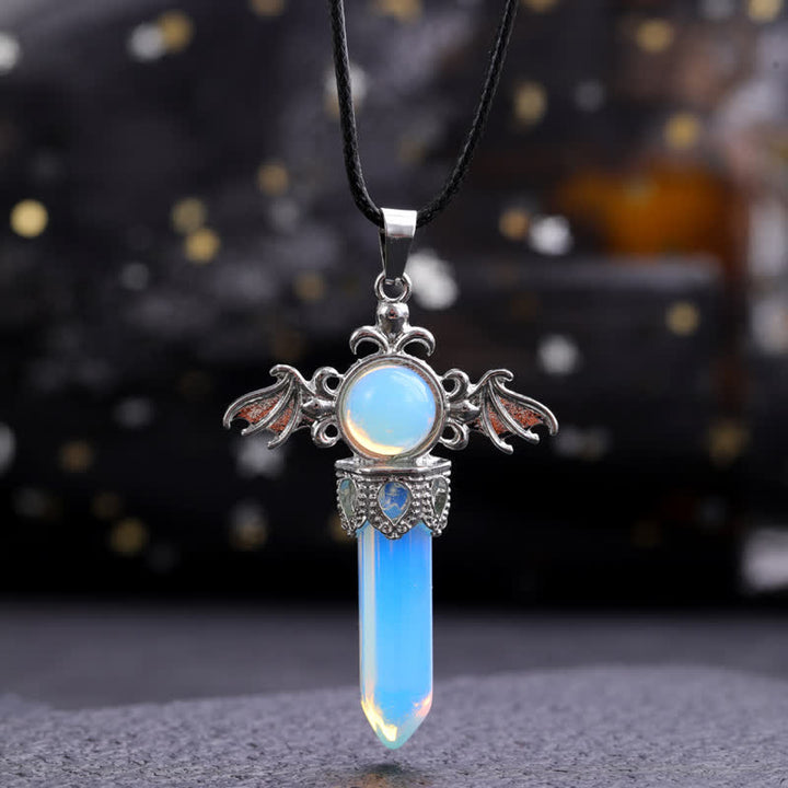 Olivenorma Natural Stone Angel Devil Wings Pendant Necklace - Opalite - image 16