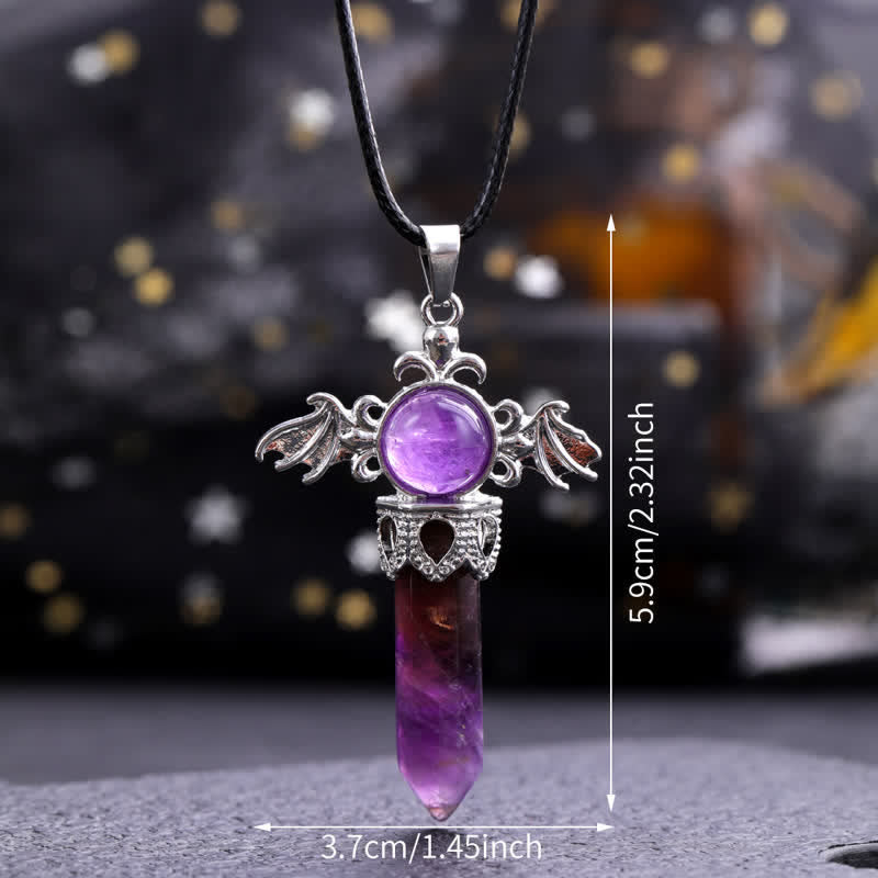 Olivenorma Natural Stone Angel Devil Wings Pendant Necklace - image 19