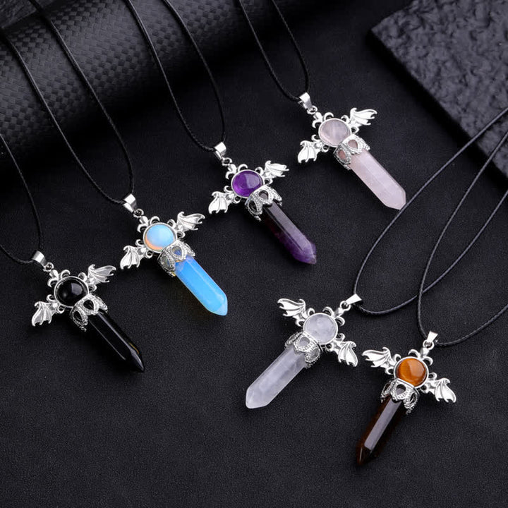 Olivenorma Natural Stone Angel Devil Wings Pendant Necklace - image 0