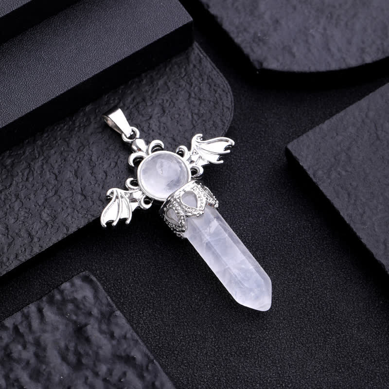 Olivenorma Natural Stone Angel Devil Wings Pendant Necklace - image 2
