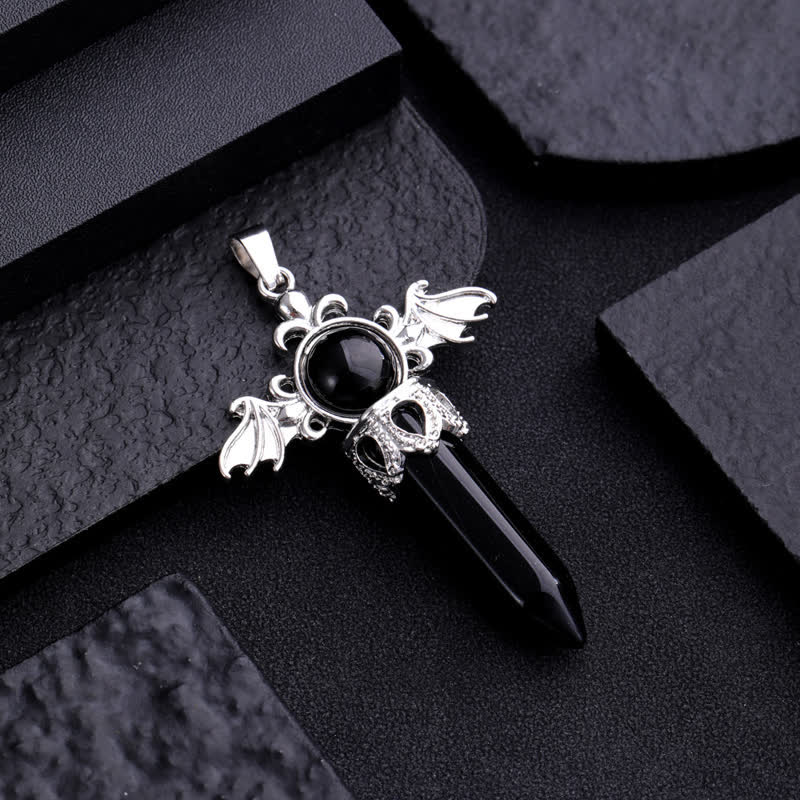 Olivenorma Natural Stone Angel Devil Wings Pendant Necklace - image 11