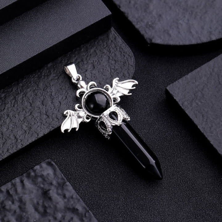Olivenorma Natural Stone Angel Devil Wings Pendant Necklace - image 11