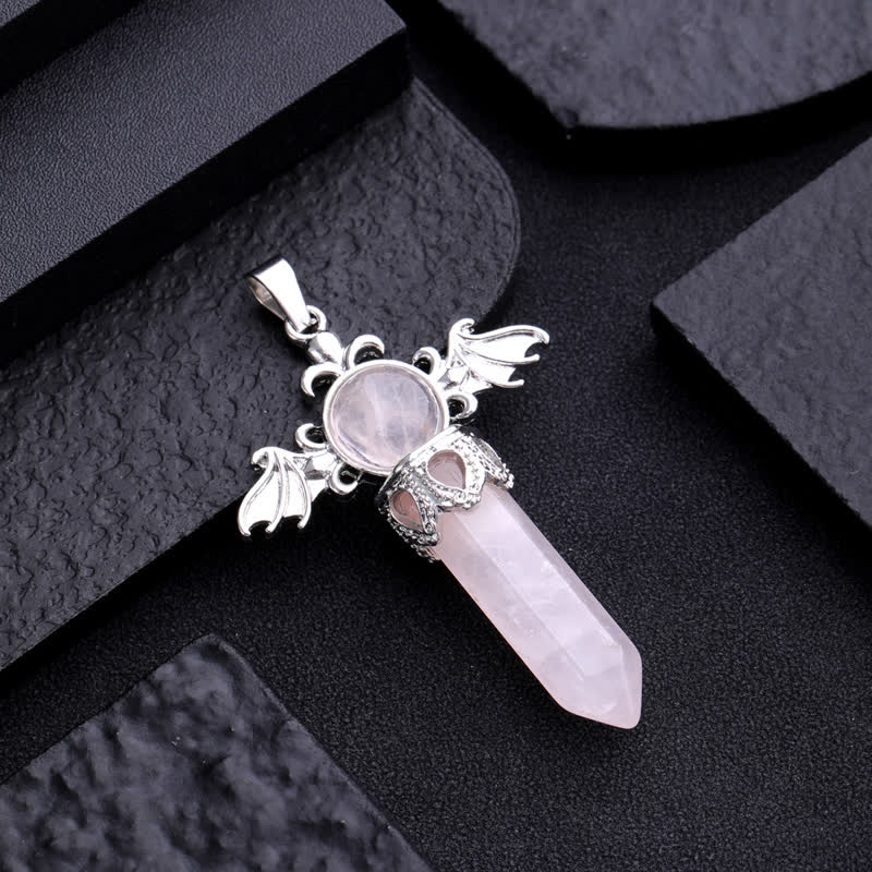 Olivenorma Natural Stone Angel Devil Wings Pendant Necklace - image 14