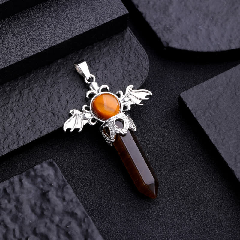 Olivenorma Natural Stone Angel Devil Wings Pendant Necklace - image 5