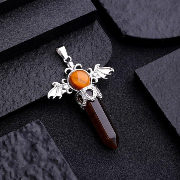Olivenorma Natural Stone Angel Devil Wings Pendant Necklace - image 5