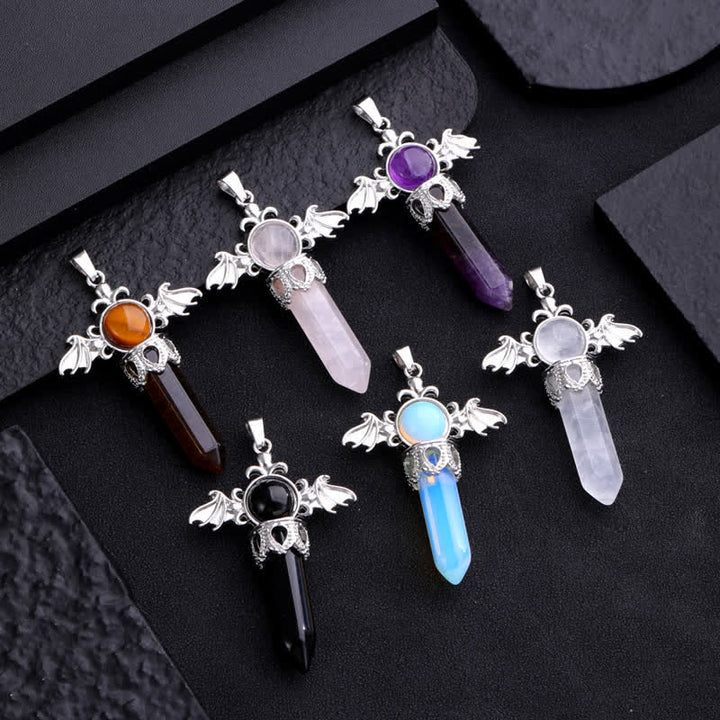 Olivenorma Natural Stone Angel Devil Wings Pendant Necklace - image 21