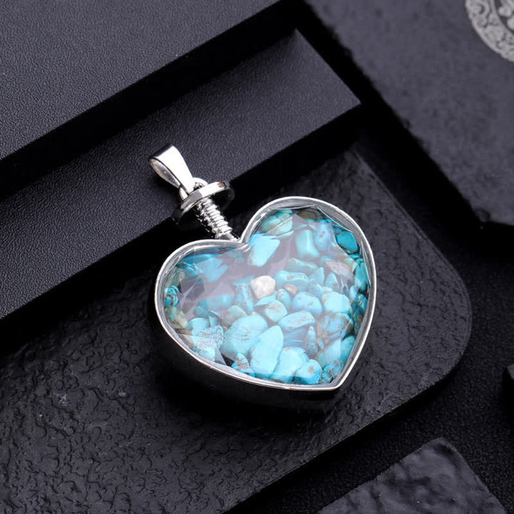 Olivenorma Natural Colorful Gravel Heart Glass Pendant Necklace - image 32