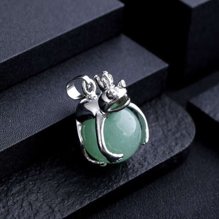 Olivenorma Funny Frog Natural Stone Pendant Necklace - Green Aventurine - image 7