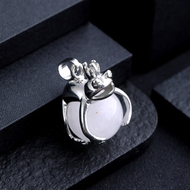Olivenorma Funny Frog Natural Stone Pendant Necklace - Clear Crystal - image 1