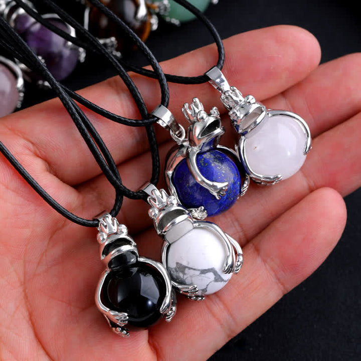 Olivenorma Funny Frog Natural Stone Pendant Necklace - image 0