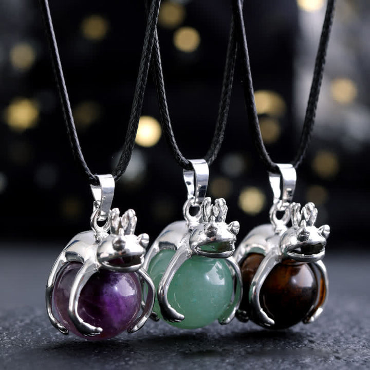 Olivenorma Funny Frog Natural Stone Pendant Necklace - image 20