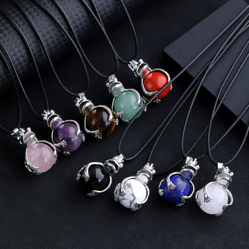 Olivenorma Funny Frog Natural Stone Pendant Necklace - image 21