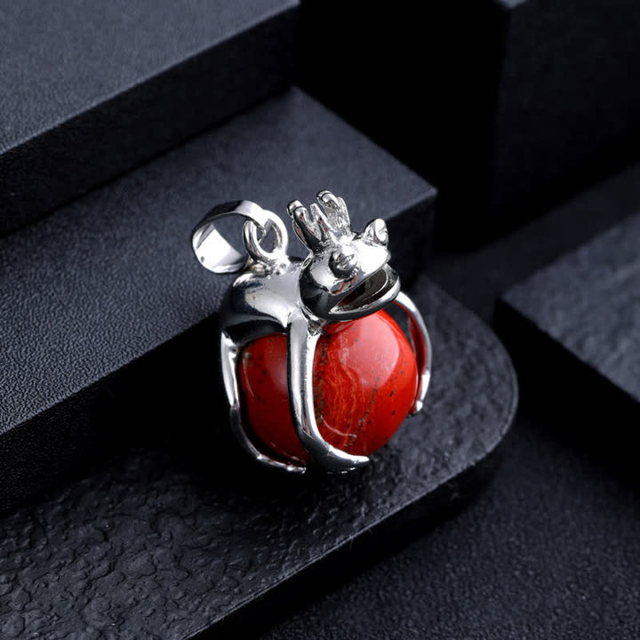 Olivenorma Funny Frog Natural Stone Pendant Necklace - Red Jasper - image 17
