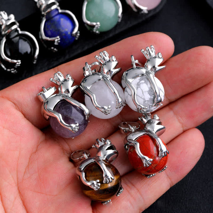 Olivenorma Funny Frog Natural Stone Pendant Necklace - image 22