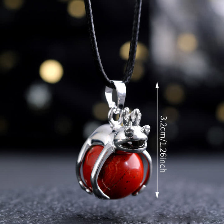 Olivenorma Funny Frog Natural Stone Pendant Necklace - image 19
