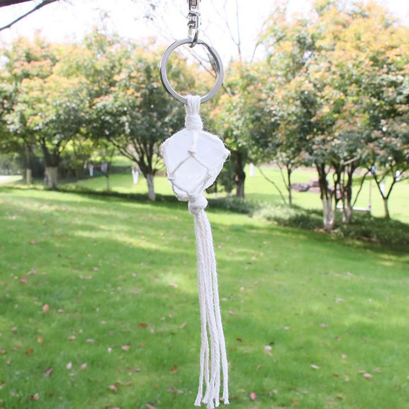 Olivenorma Raw Gemstone Tassel Car Hanging Ornament - Clear Crystal - image 1