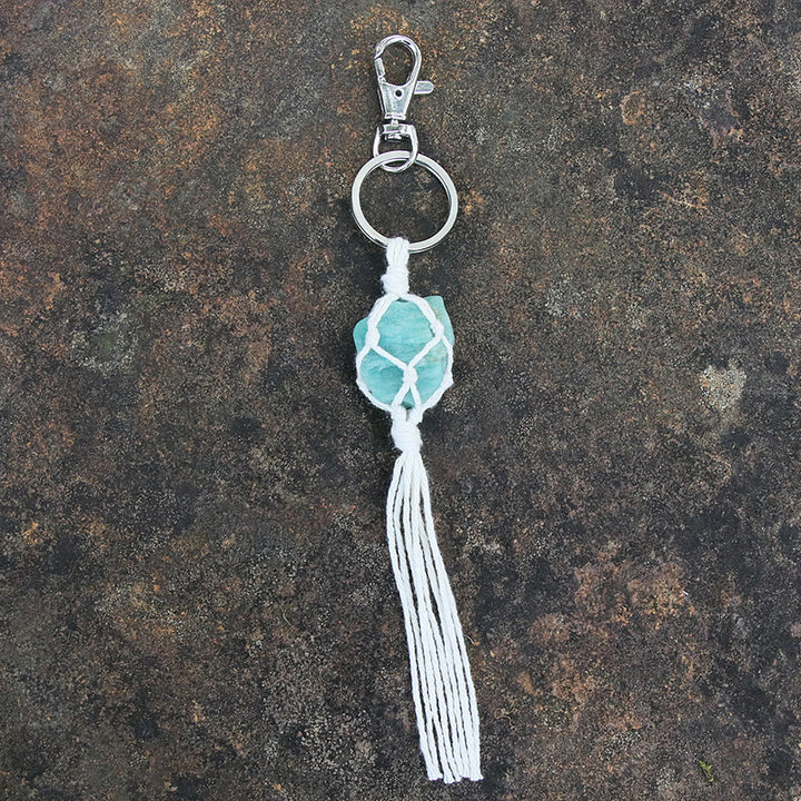 Olivenorma Raw Gemstone Tassel Car Hanging Ornament - Amazonite - image 10