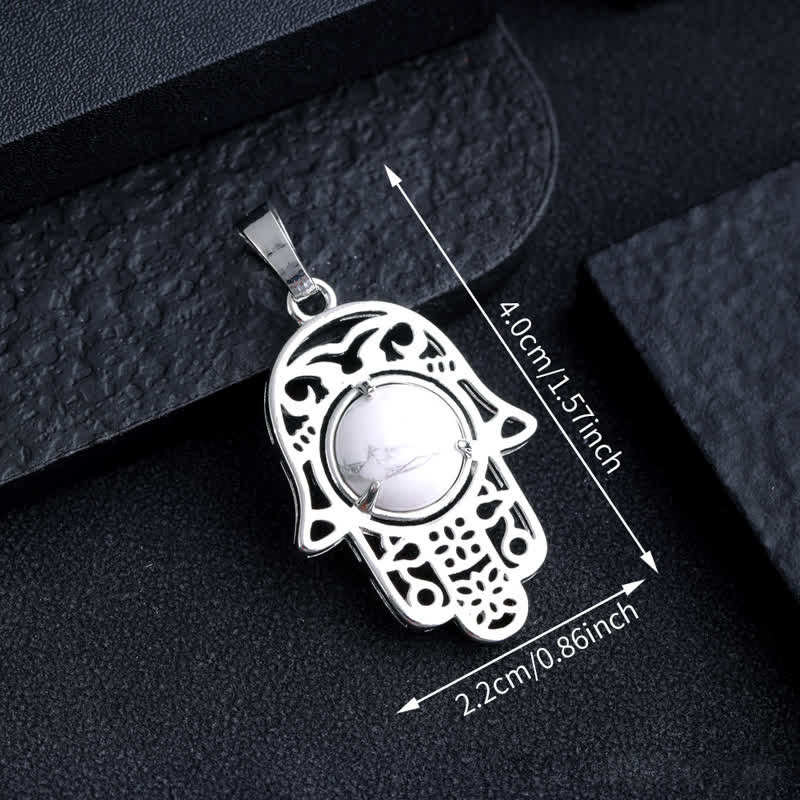 Olivenorma Natural Stone Hamsa Symbol Pendant Necklace - image 19