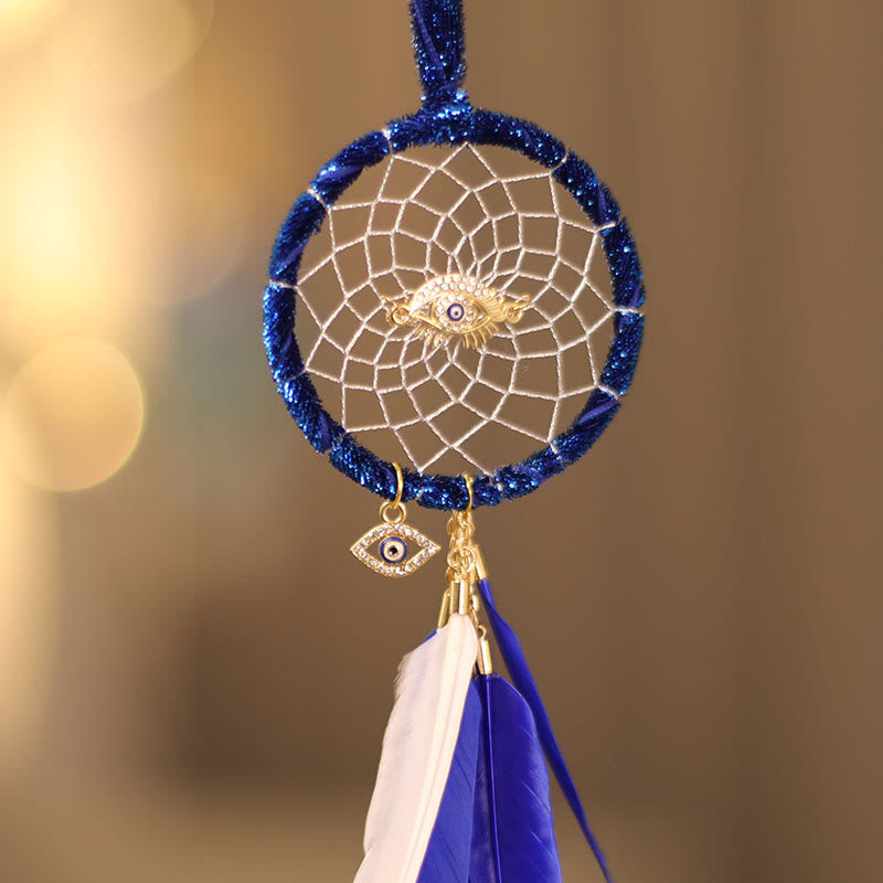 Olivenorma Evil Eye Dream Catcher Feather Tassel Hanging Ornament - image 3
