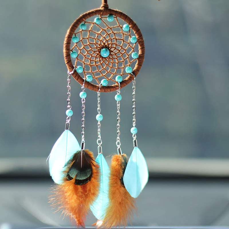 Olivenorma Turquoise Feather Dream Catcher Hanging Ornament - image 1