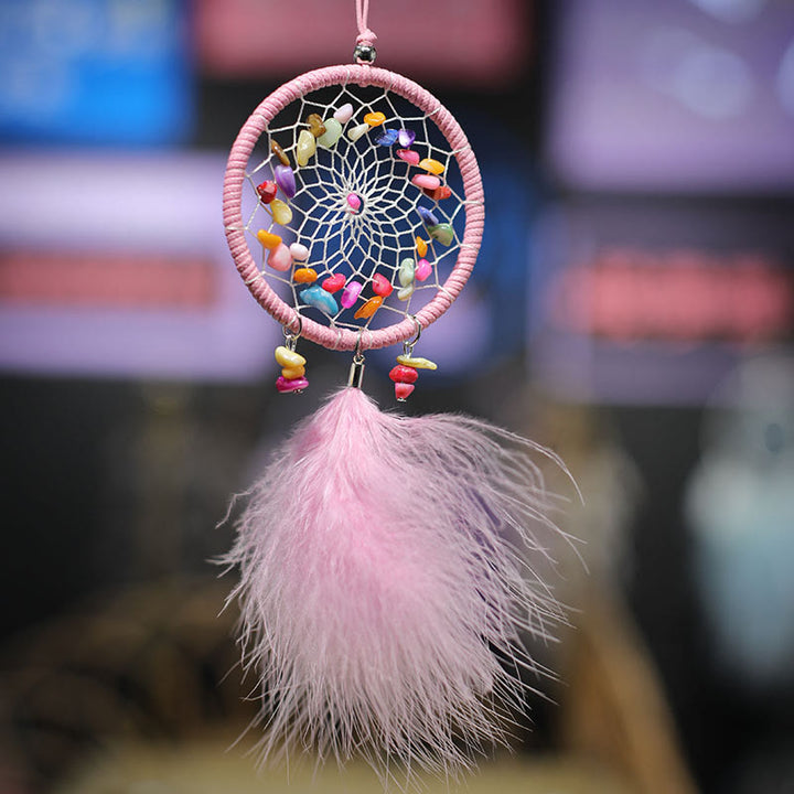 Olivenorma Handmade Chakra Crystal Dreamcatcher Hanging Ornament - Rainbow Chakra - Pink - image 9