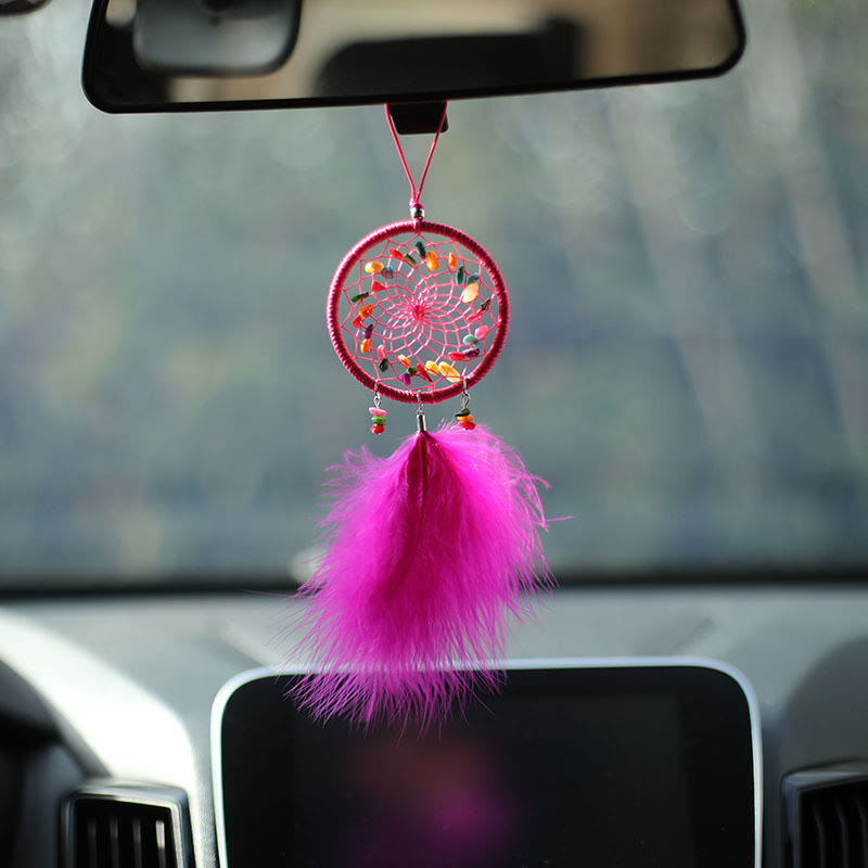 Olivenorma Handmade Chakra Crystal Dreamcatcher Hanging Ornament - Rainbow Chakra - DeepPink - image 14