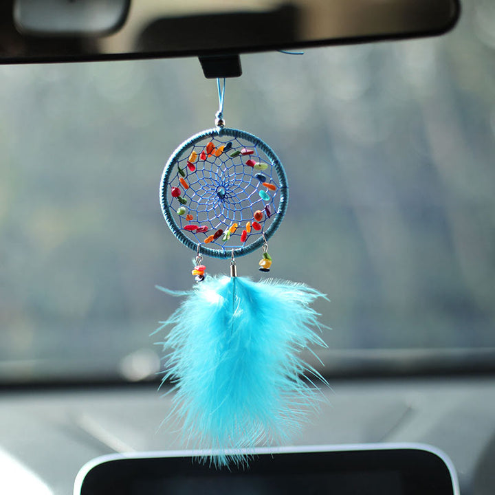 Olivenorma Handmade Chakra Crystal Dreamcatcher Hanging Ornament - Rainbow Chakra - LightBlue - image 0