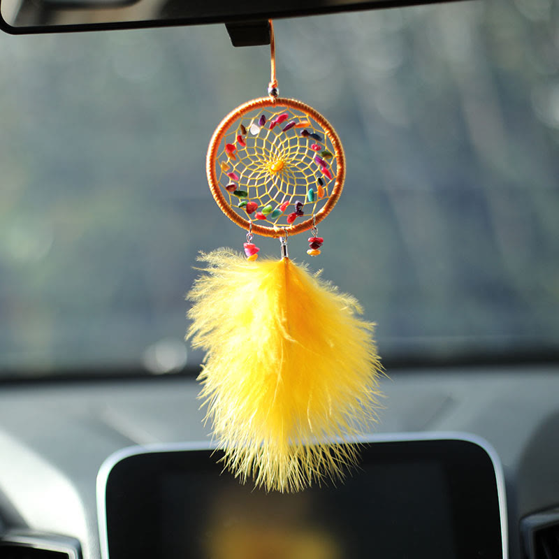 Olivenorma Handmade Chakra Crystal Dreamcatcher Hanging Ornament - Rainbow Chakra - Yellow - image 12