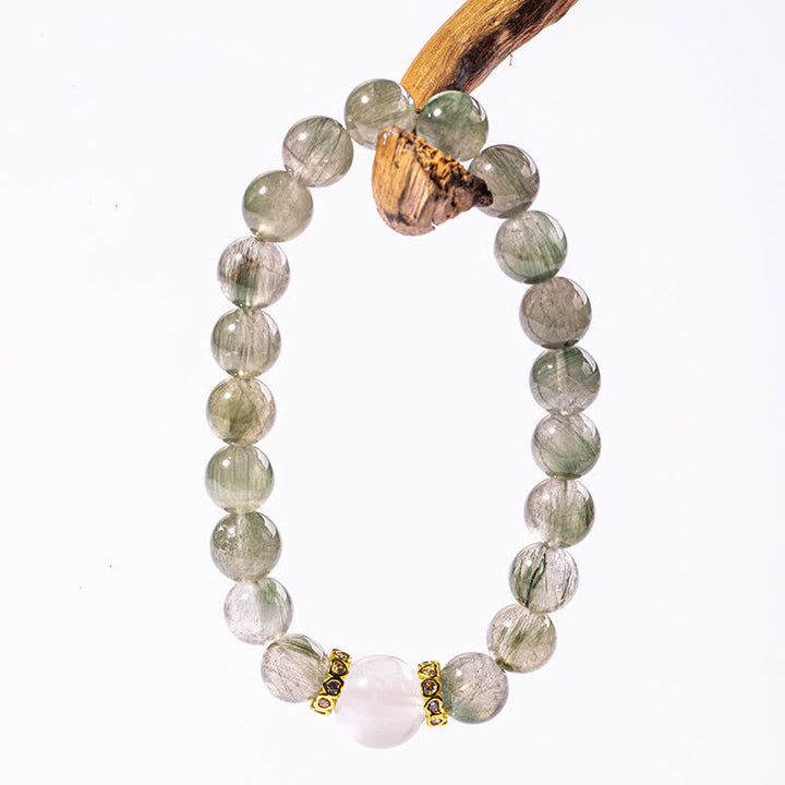 Olivenorma "Fortune Fairy" Natural Green Phantom Quartz Beaded Bracelet - Green Phantom Quartz - image 0