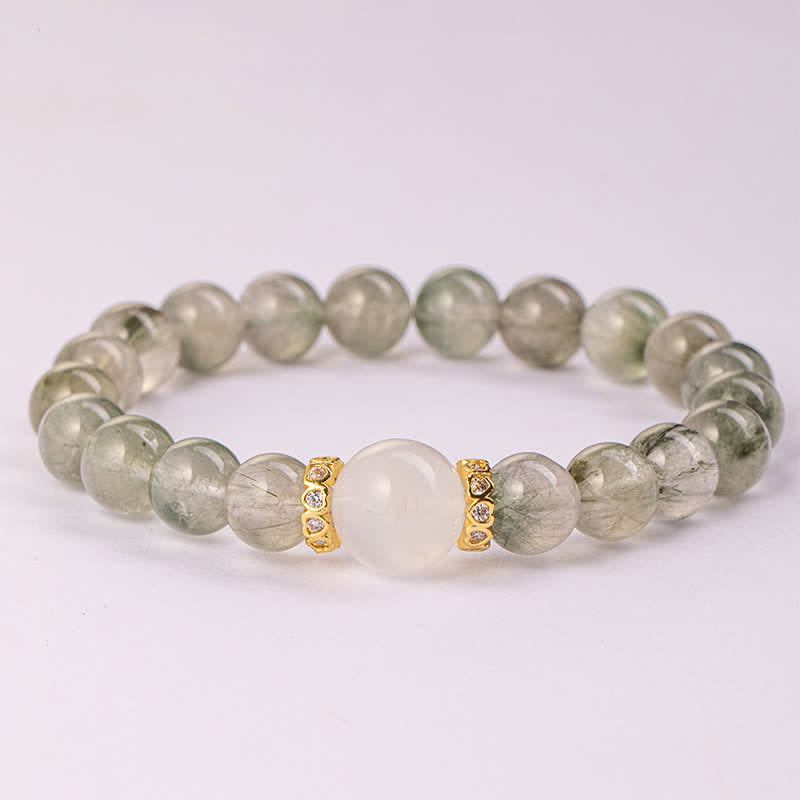 Olivenorma "Fortune Fairy" Natural Green Phantom Quartz Beaded Bracelet - image 2