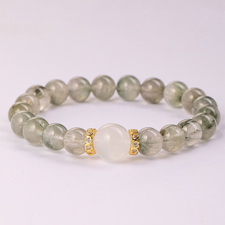 Olivenorma "Fortune Fairy" Natural Green Phantom Quartz Beaded Bracelet - image 2
