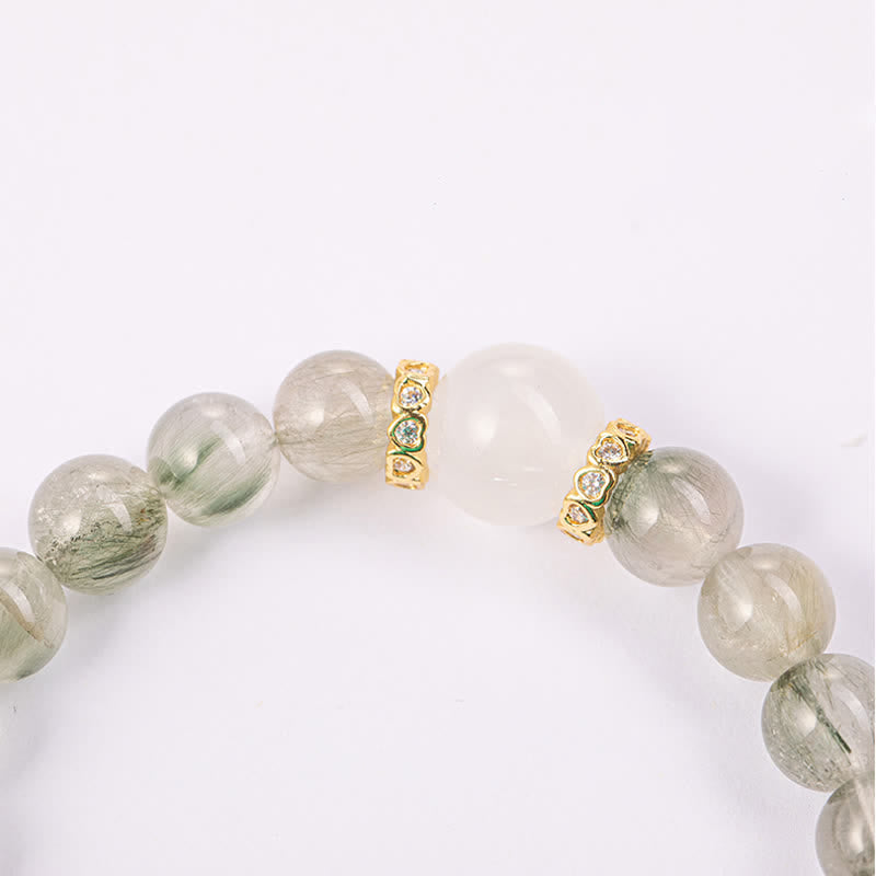 Olivenorma "Fortune Fairy" Natural Green Phantom Quartz Beaded Bracelet - image 3