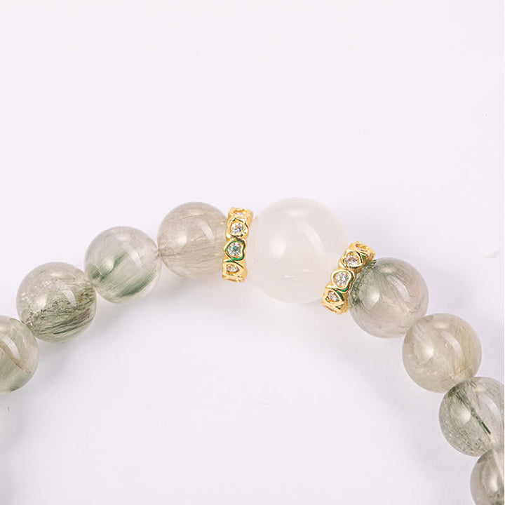 Olivenorma "Fortune Fairy" Natural Green Phantom Quartz Beaded Bracelet - image 3