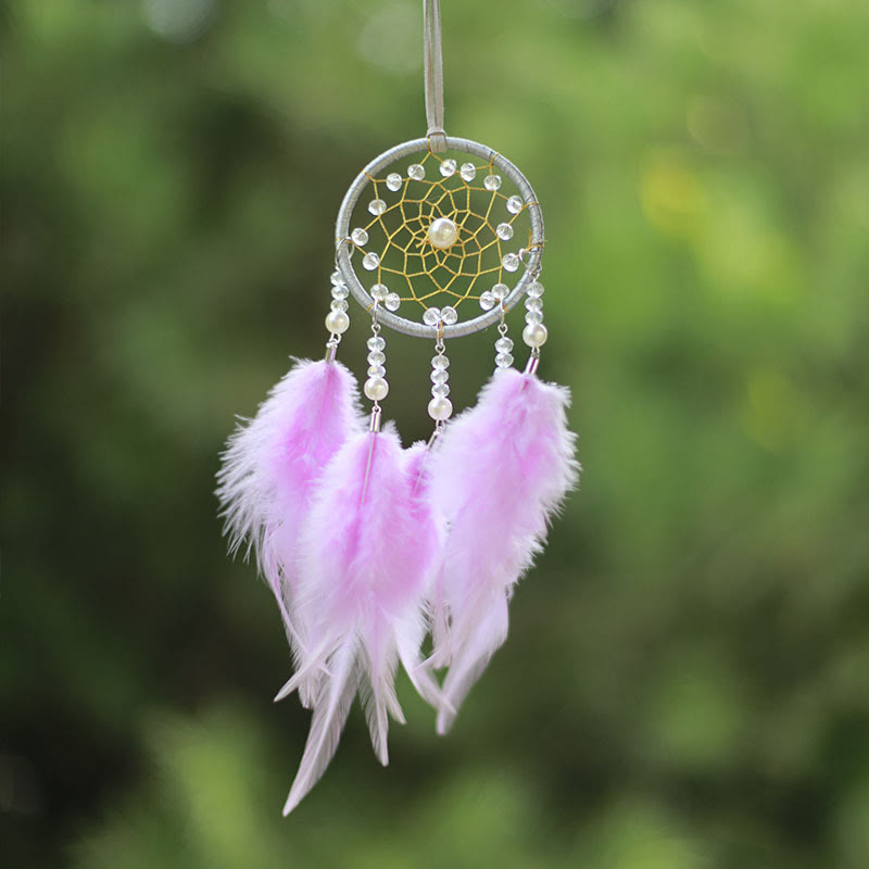 Olivenorma Clear Crystal Meditation Dream Catcher Ornament - Clear Crystal - LightPurple - image 3