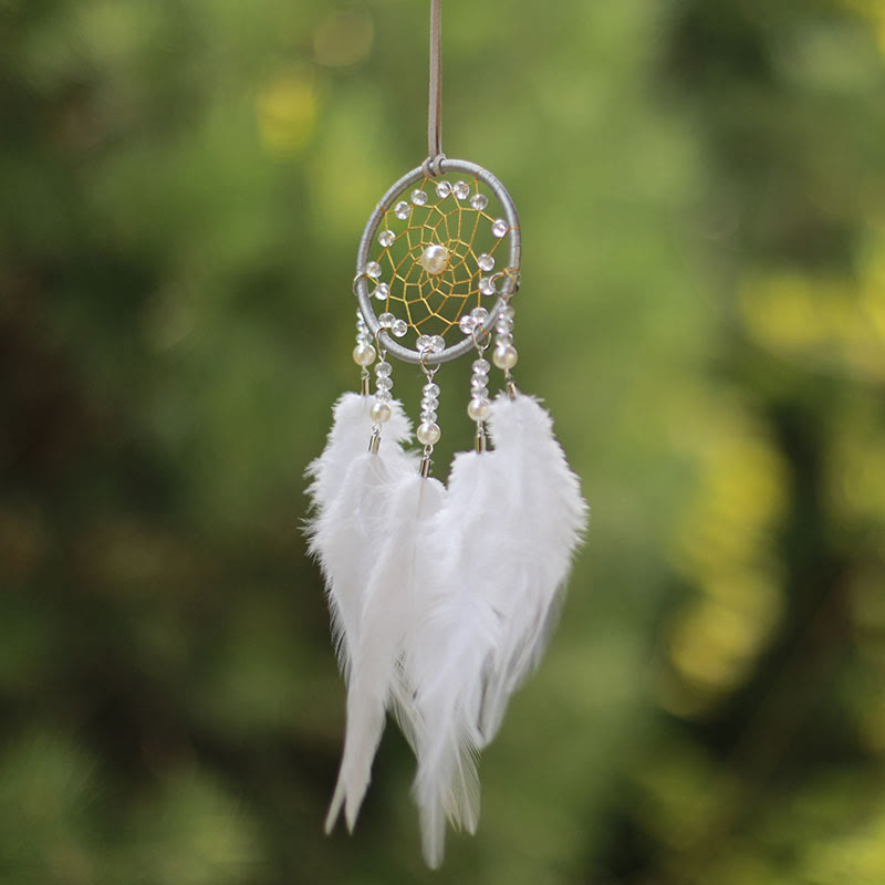 Olivenorma Clear Crystal Meditation Dream Catcher Ornament - Clear Crystal - White - image 0