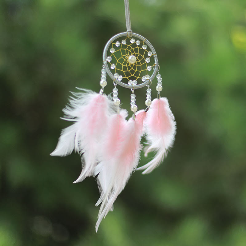 Olivenorma Clear Crystal Meditation Dream Catcher Ornament - Clear Crystal - LightPink - image 2