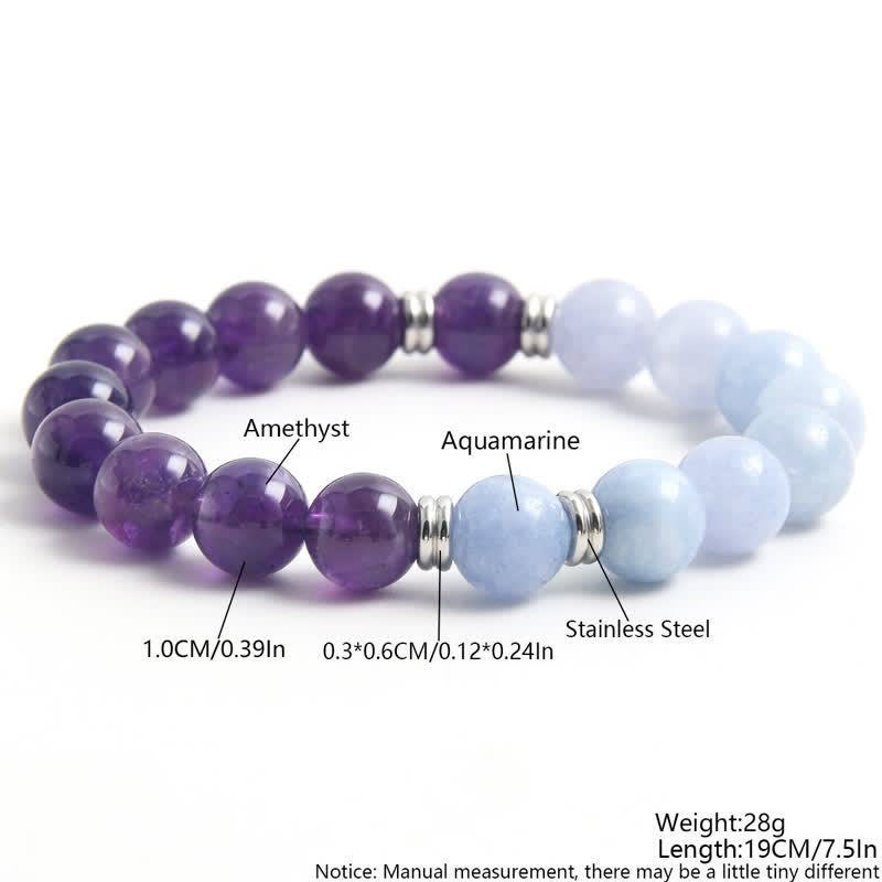 Olivenorma Aquamarine Amethyst Beaded Bracelet - image 3